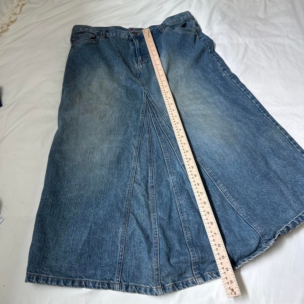 Jean maxi skirt  Y2K Izod size 16 medium wash denim maxi skirt - Picture 3 of 6